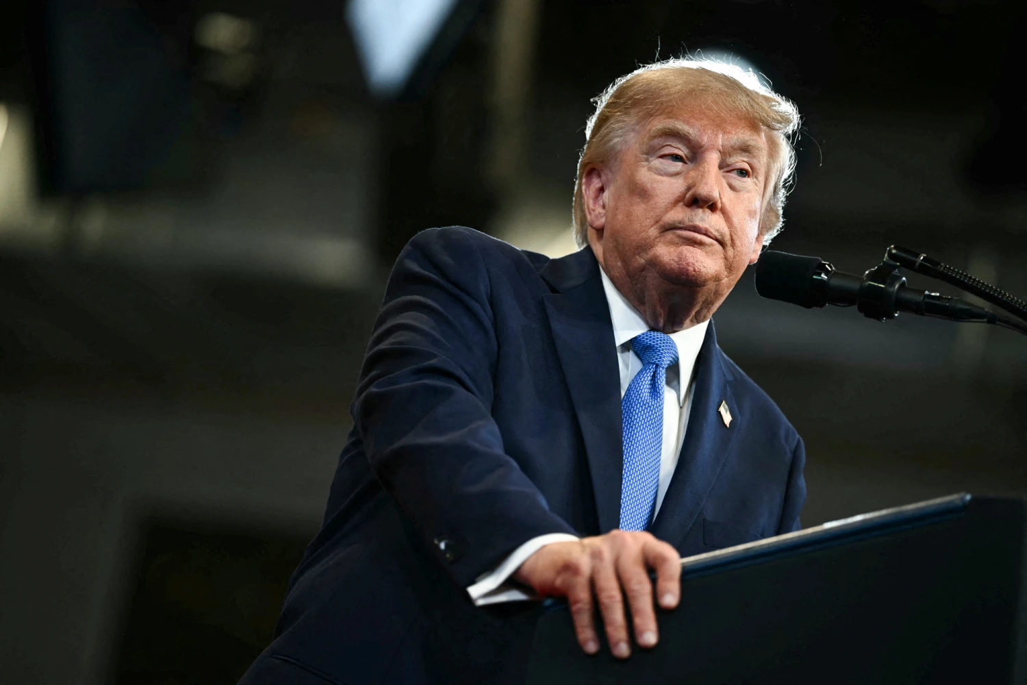 President Donald Trump at the Nassau County Police Academy Center for Training and Intelligence in Garden City, N.Y., on Aug. 14, 2026.