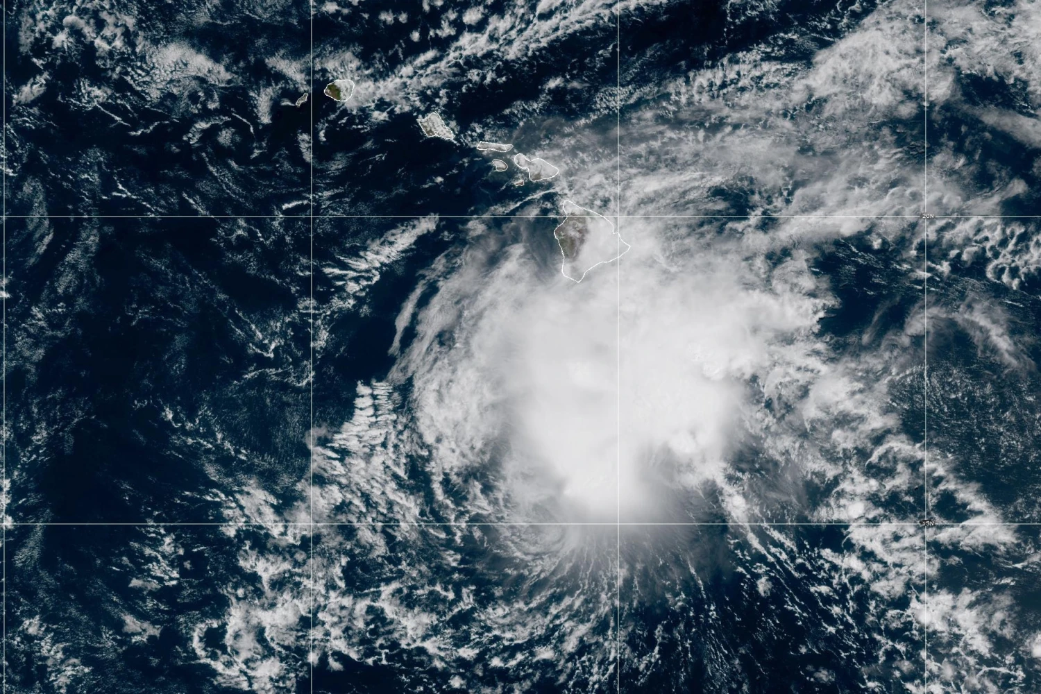 Tropical Storm Moke near Hawaii on Aug. 23, 2026.
