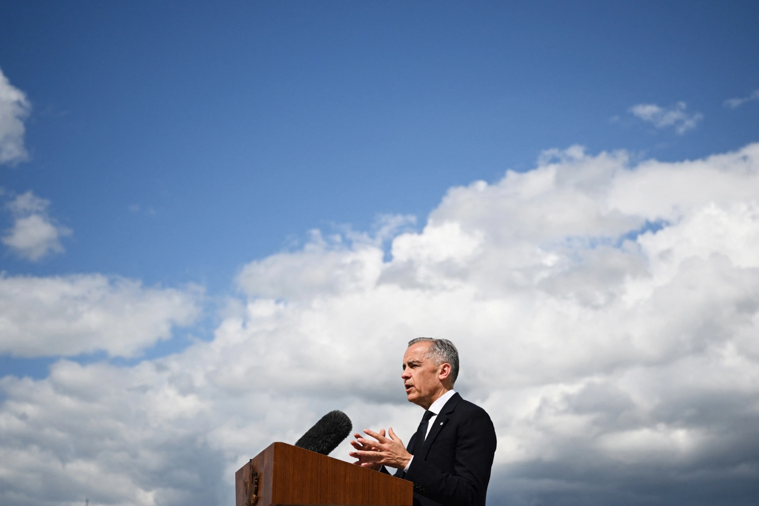 Canada's Prime Minister Mark Carney speaks at a press conference after a meeting with US President Donald Trump at the Canadian Embassy in Washington, DC, on May 6, 2025. 