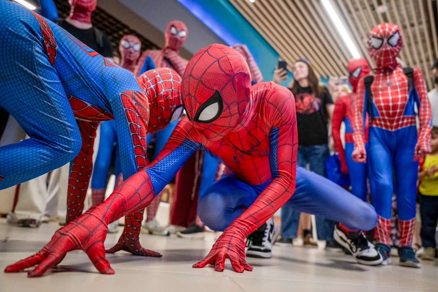 Fans of the Spider-Man films gather at a movie theater in St. Petersburg on Aug. 5, 2026.