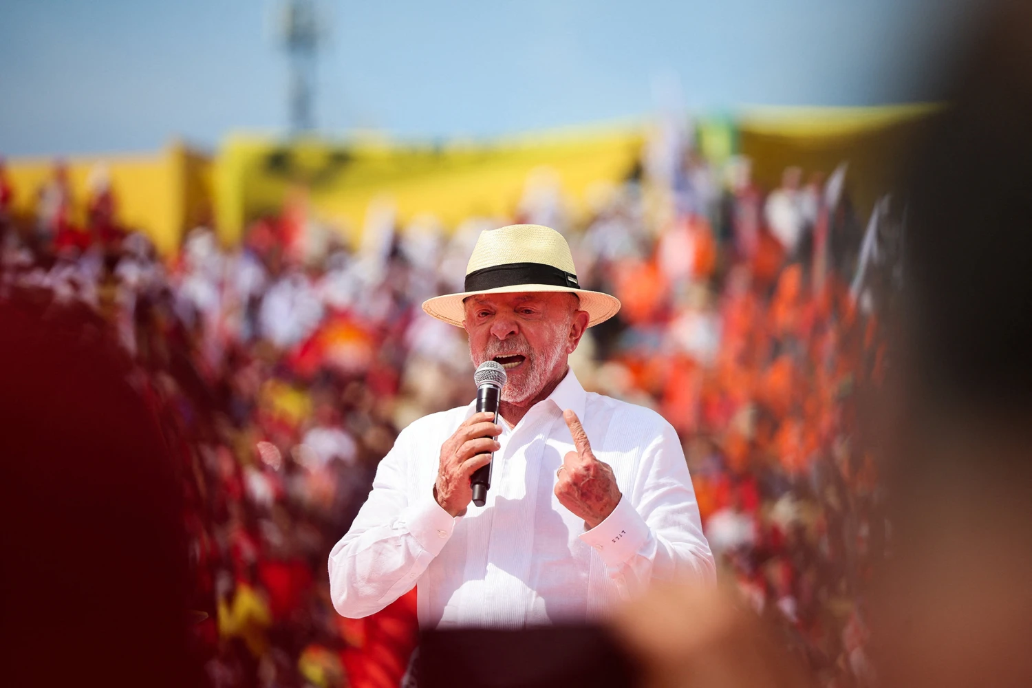 Brazilian President Luiz Inacio Lula da Silva launches his re-election campaign at Primeiro de Maio Stadium in Sao Bernardo do Campo, Brazil, August 16, 2026.