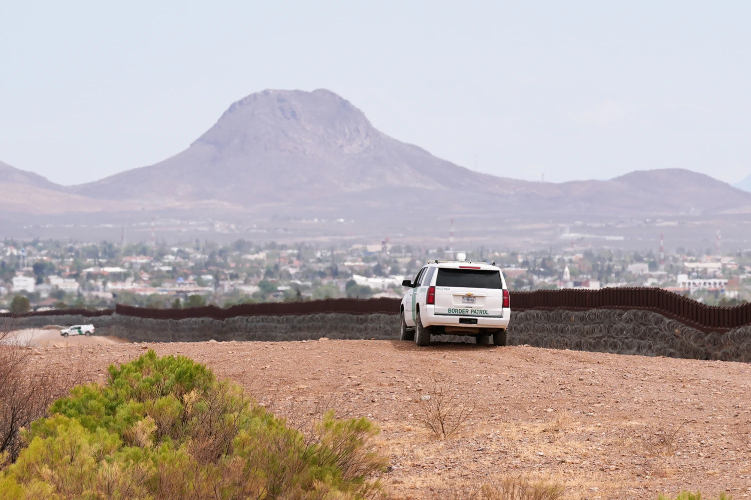 The U.S. Border Patrol keeps watch along the US-Mexico border Thursday, April 3, 2025, in Douglas, Ariz.