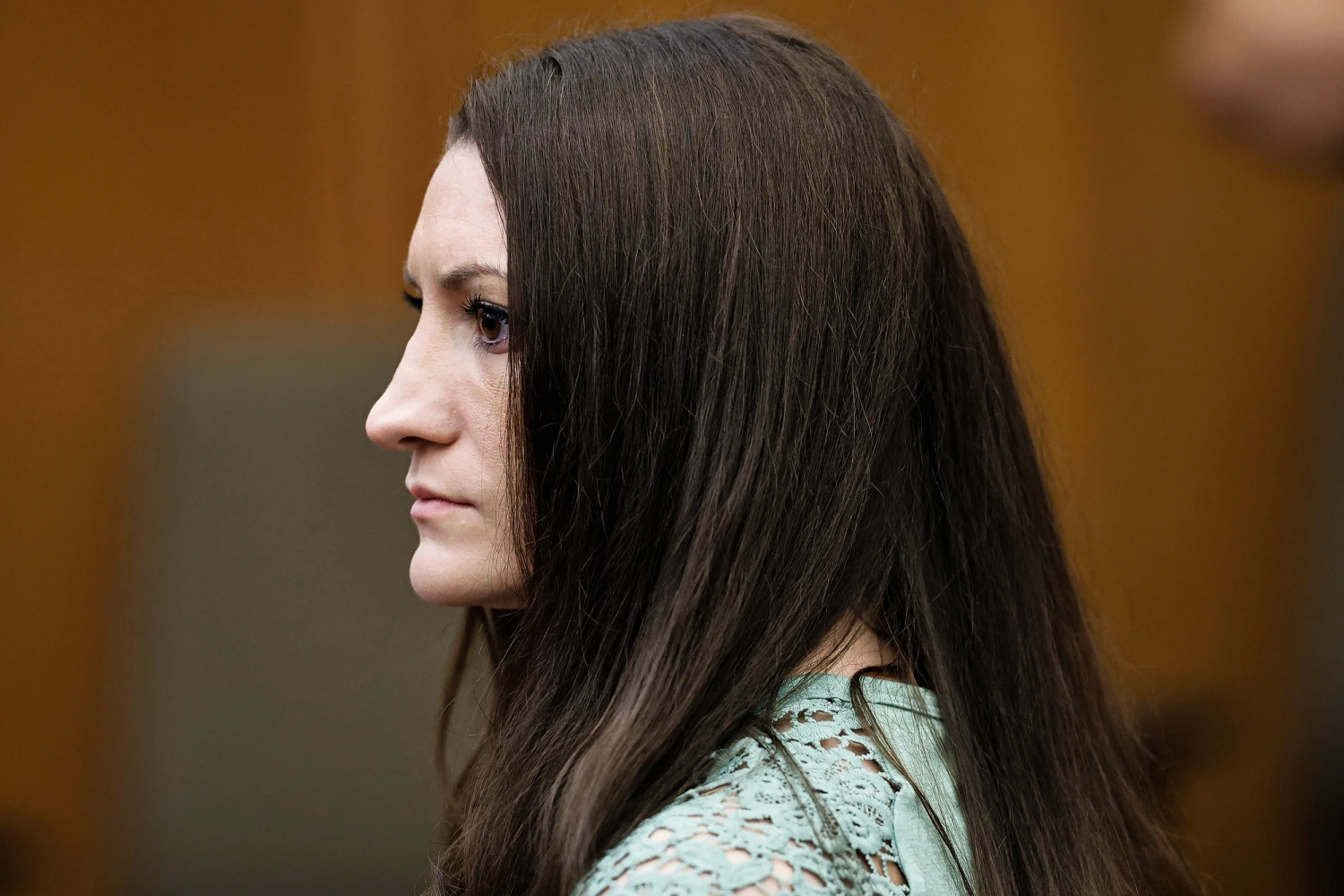Lindsay Clancy watches jurors as they start their second day of deliberations in Plymouth, Mass. on Friday, August 28, 2026.