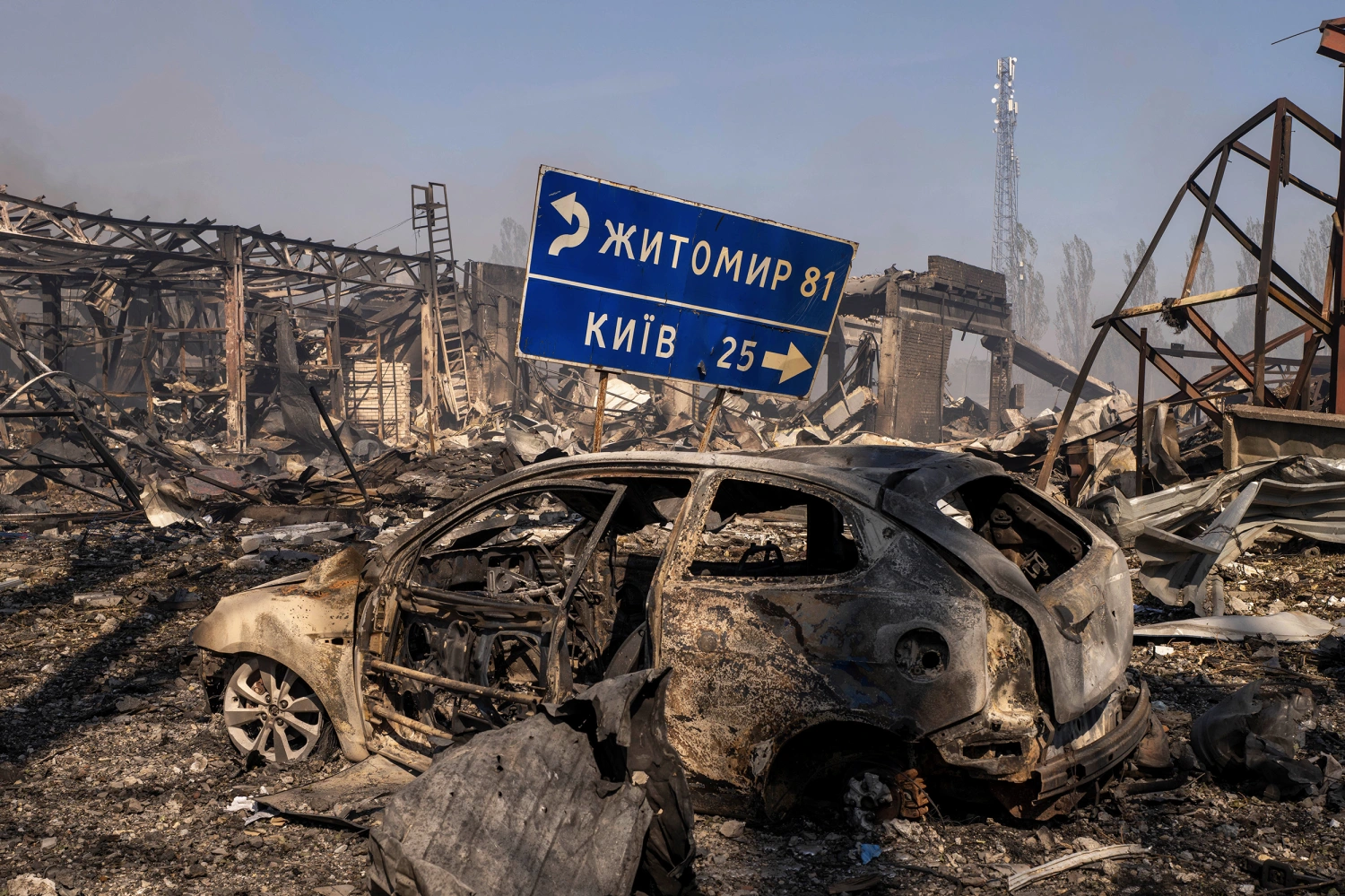Destruction after a Russian attack struck a warehouse causing an explosion in the village of Myla, Kyiv region, Ukraine, on Aug. 29, 2026.