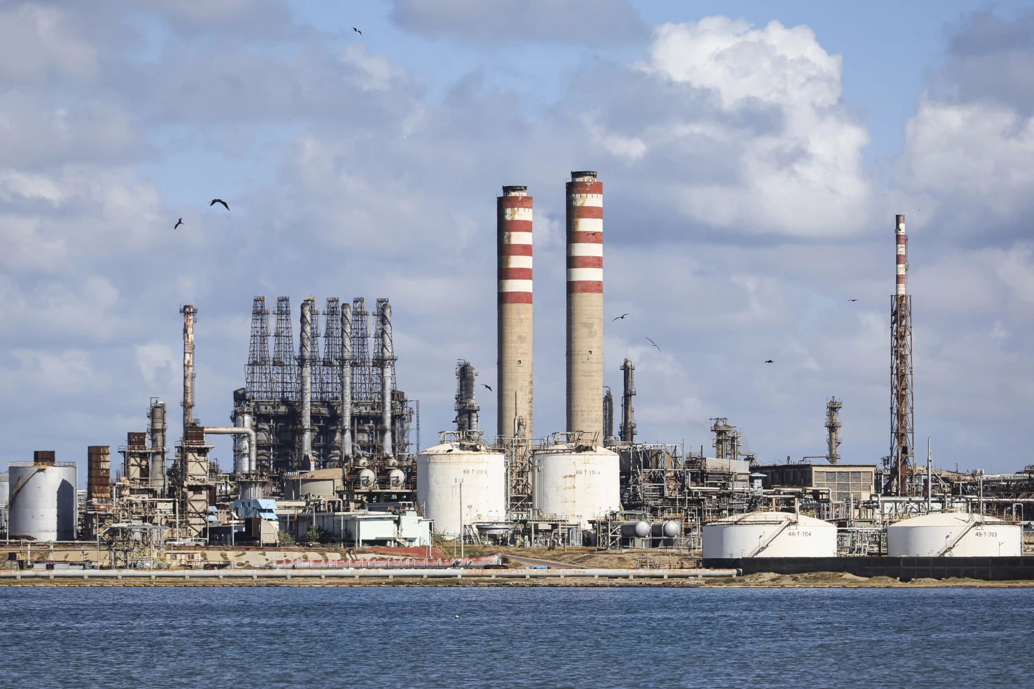 View of the Punta Cardon refinery from La Barra beach in Punta Cardon, Venezuela, on Jan., 23, 2026.