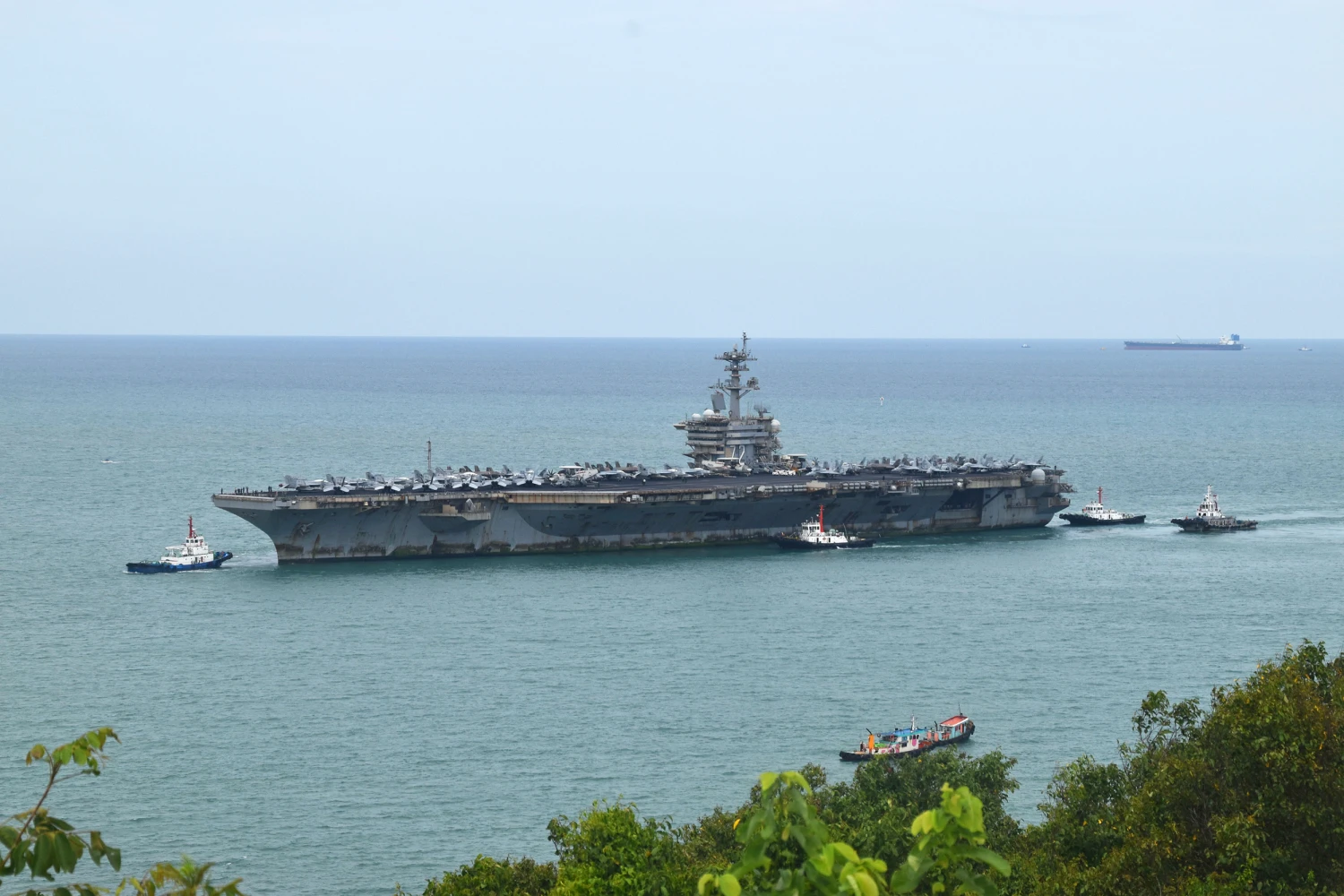 The USS Abraham Lincoln approaching Laem Chabang Port near Pattaya, Thailand, on Wednesday.