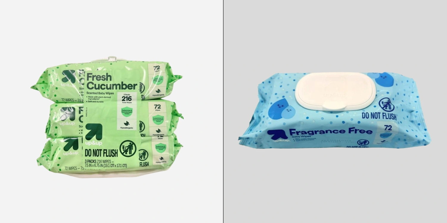 The recalled wipes include Up & Up’s Fragrance Free and Cucumber Scented versions.