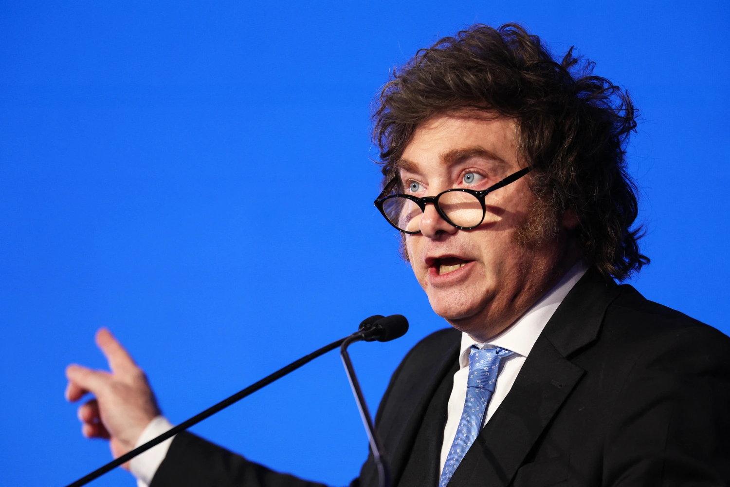 Argentine President Javier Milei speaks during the 29th annual Milken Institute Global Conference at the Beverly Hilton in Beverly Hills, California on May 6, 2026.