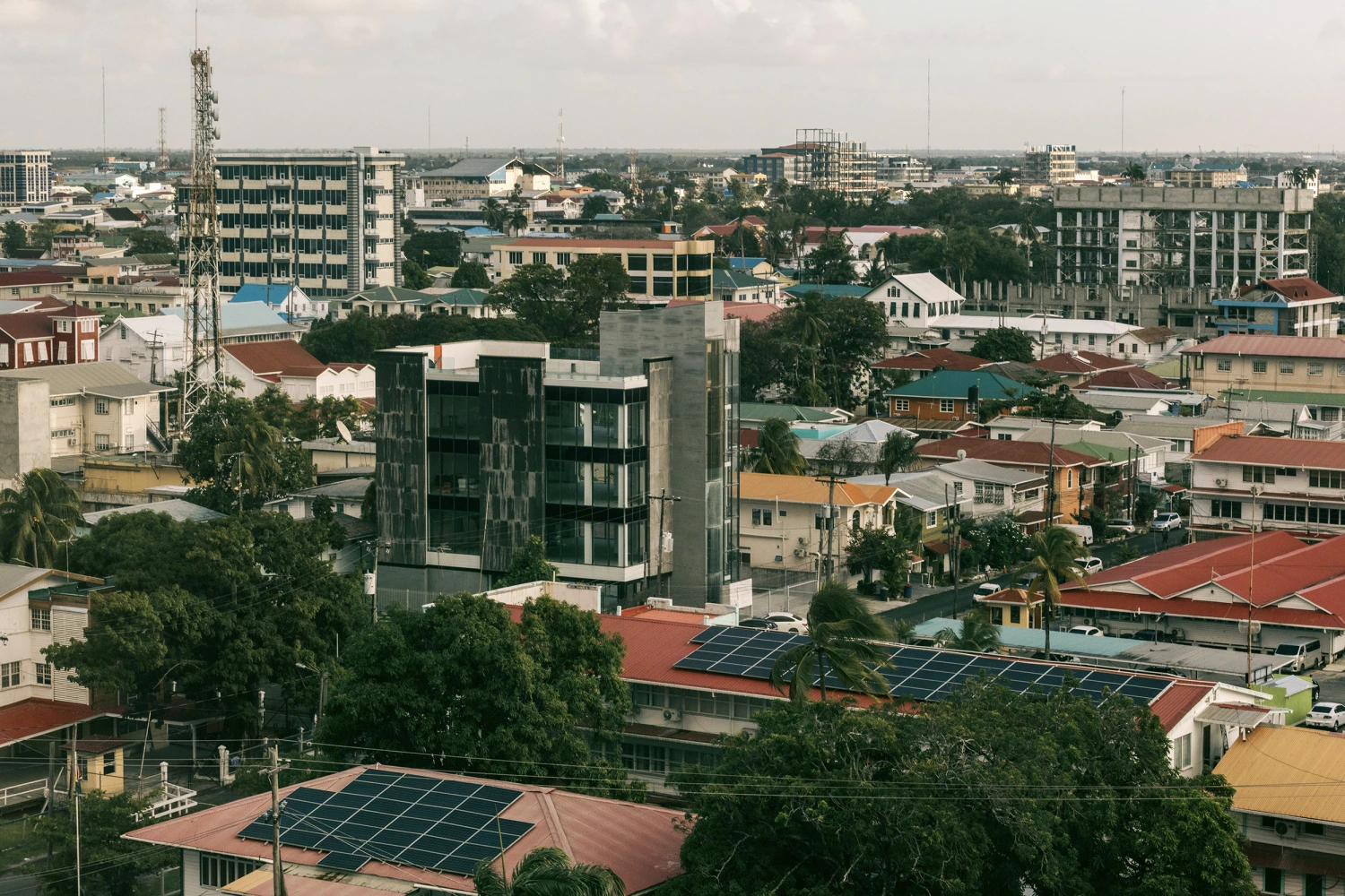 Commercial and residential buildings in Georgetown, Guyana, on Thursday, Jan. 25, 2024.