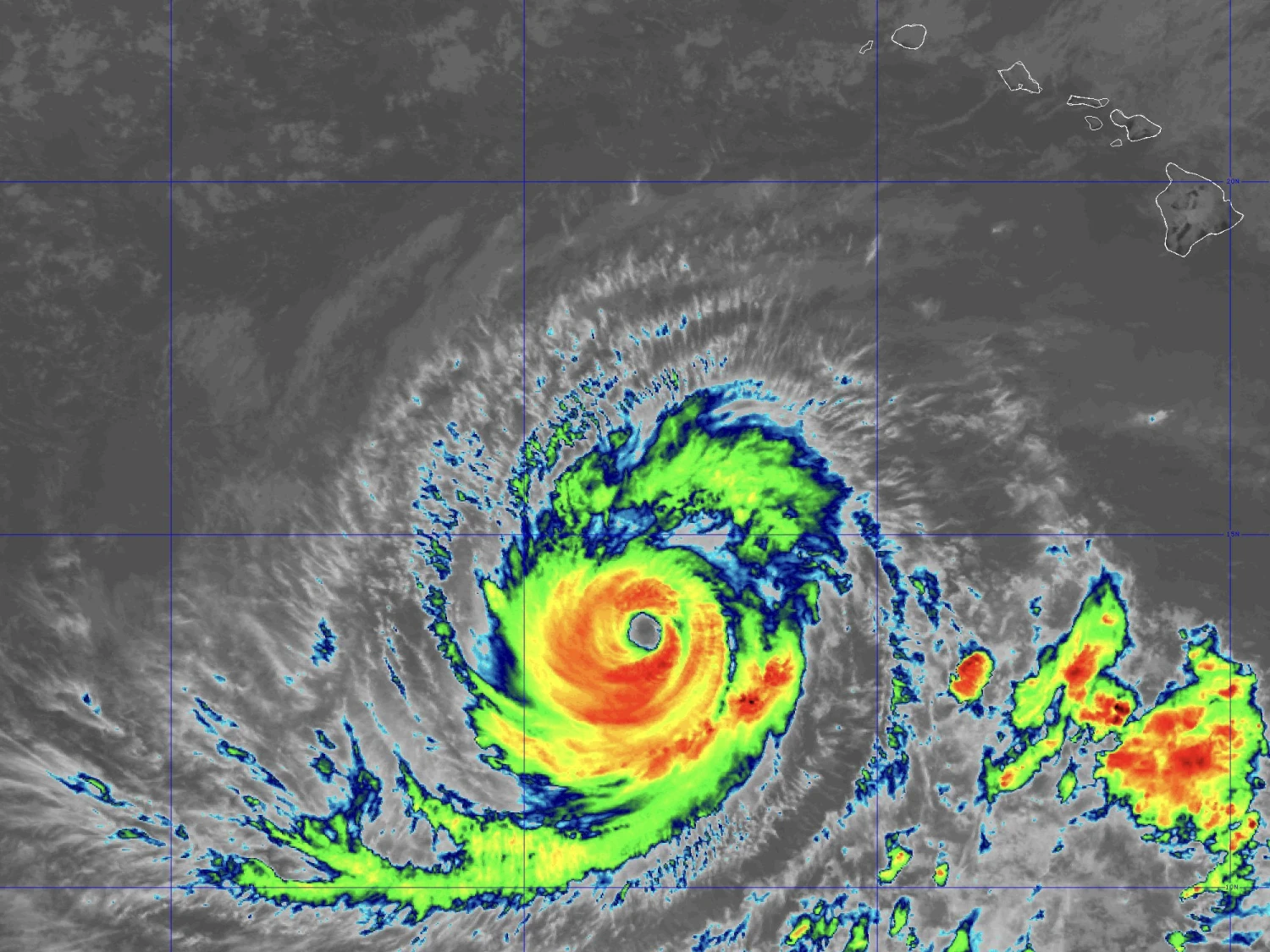 Satellite view of Hurricane Lowell southwest of the Hawaiian Islands on Sept. 5, 2026.