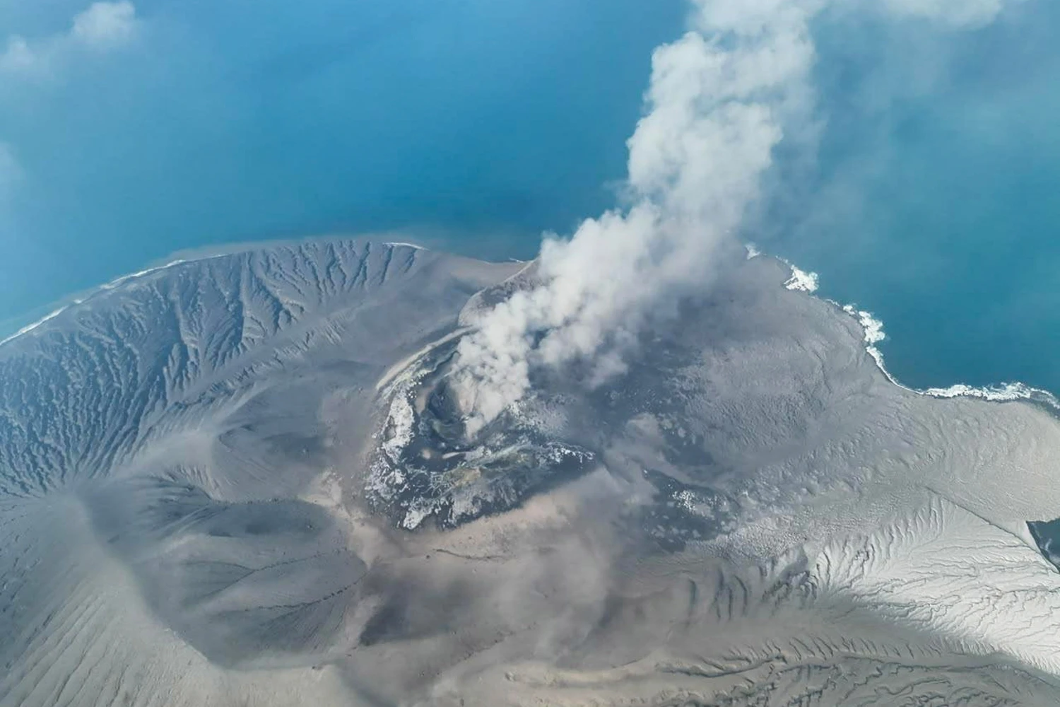 Mount Anak Krakatau spews volcanic smoke in Sunda Strait, Indonesia, on Sept. 5, 2026.