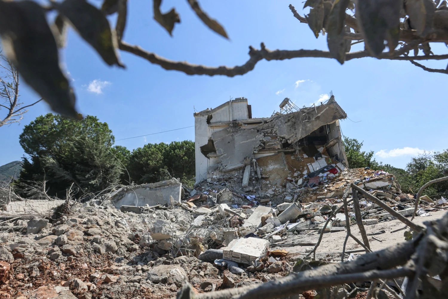 A destroyed building at a site that was targeted by an Israeli airstrike in the southern Lebanese village of Arabsalim on Sept. 6, 2026.