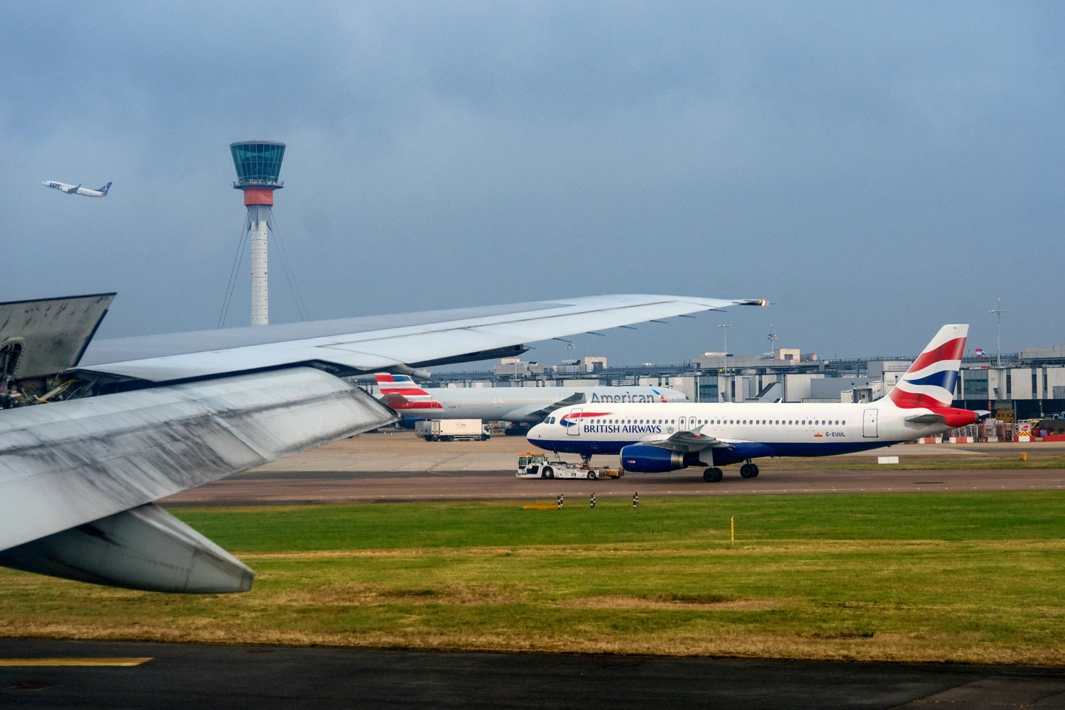 Planes on the tarmac at Heathrow Airport in London on May 3, 2026.