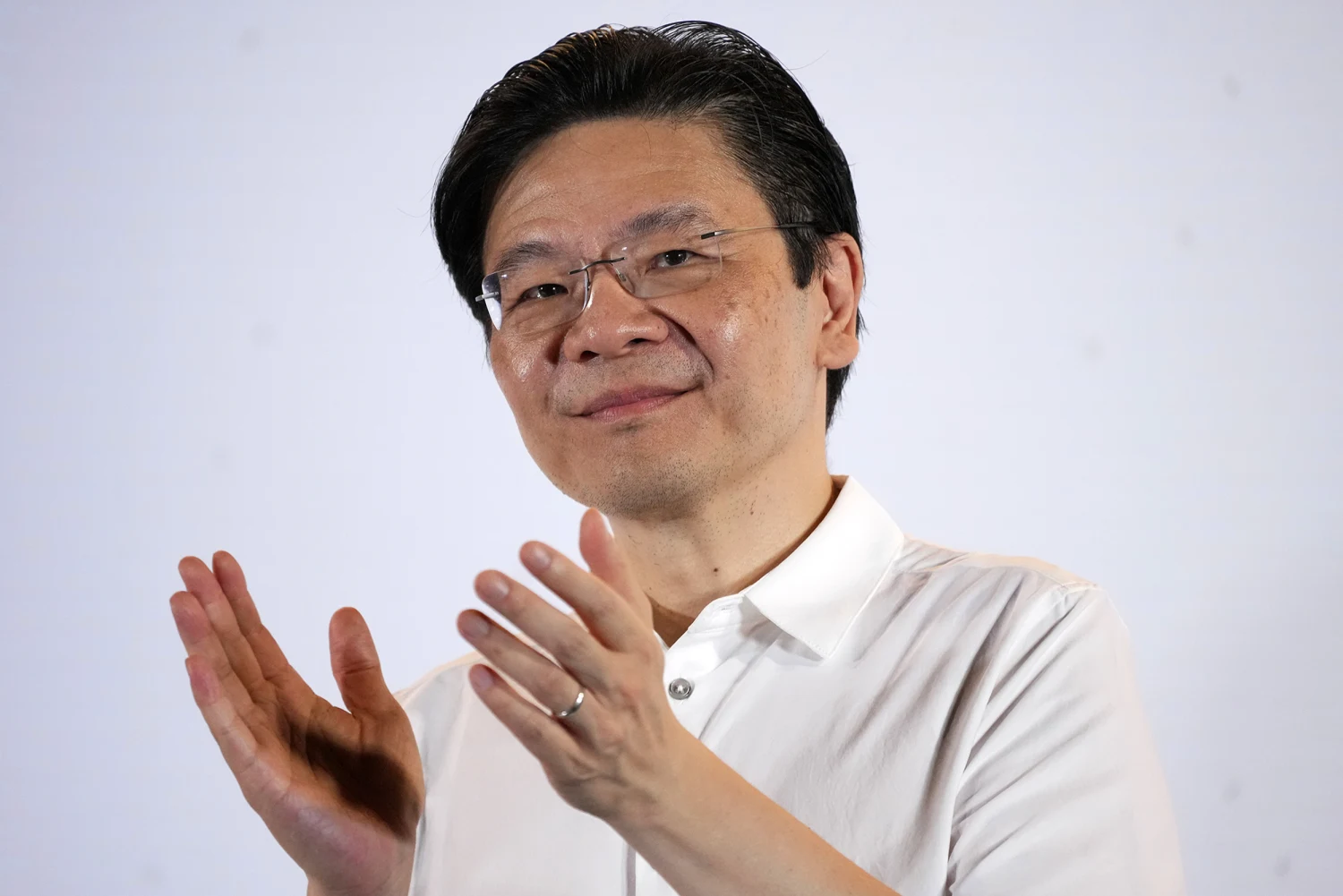 Prime Minister Lawrence Wong's, from the People's Action Party (PAP), thanks his supporters and voters at an assembly area for People's Action Party supporters, on the day of the general election in Singapore, Saturday, May 3, 2025.