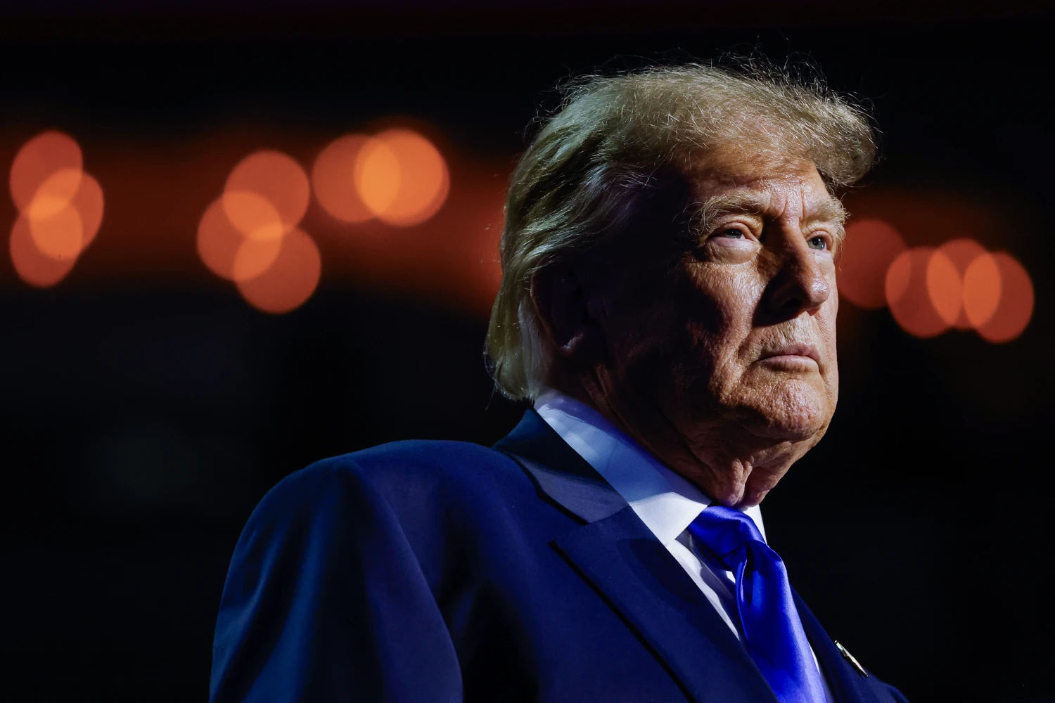 U.S. President Donald Trump appears on stage to speak on the first day of the 2026 Republican National Convention at the American Airlines Center on September 09, 2026 in Dallas, Texas.