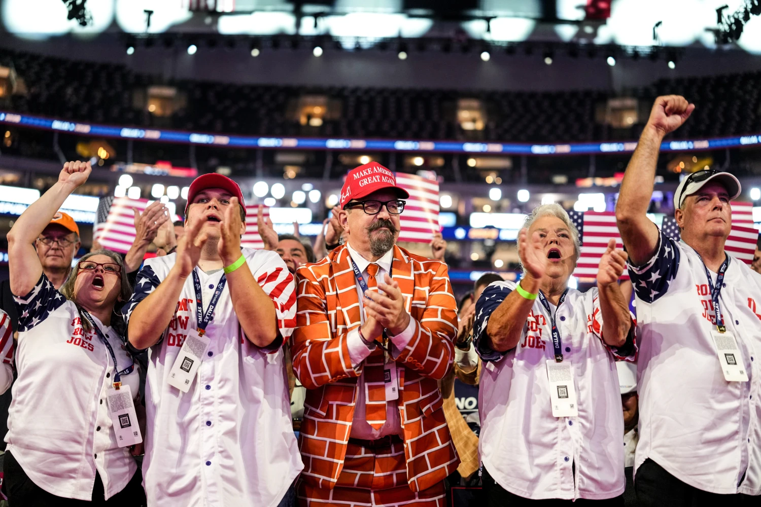 Attendees cheer during the first day of the Republican Midterm Convention at the American Airlines Center in Dallas on  Sept. 9, 2026.