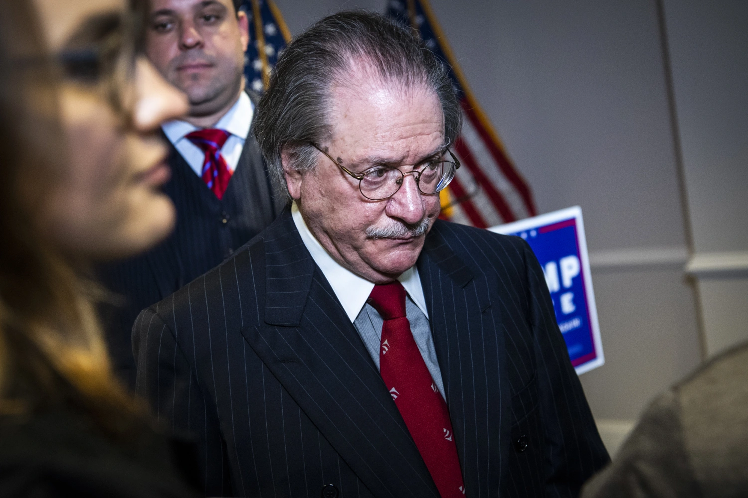 Joseph diGenova, attorney for President Donald Trump, concludes a news conference at the Republican National Committee on Nov. 19, 2020.