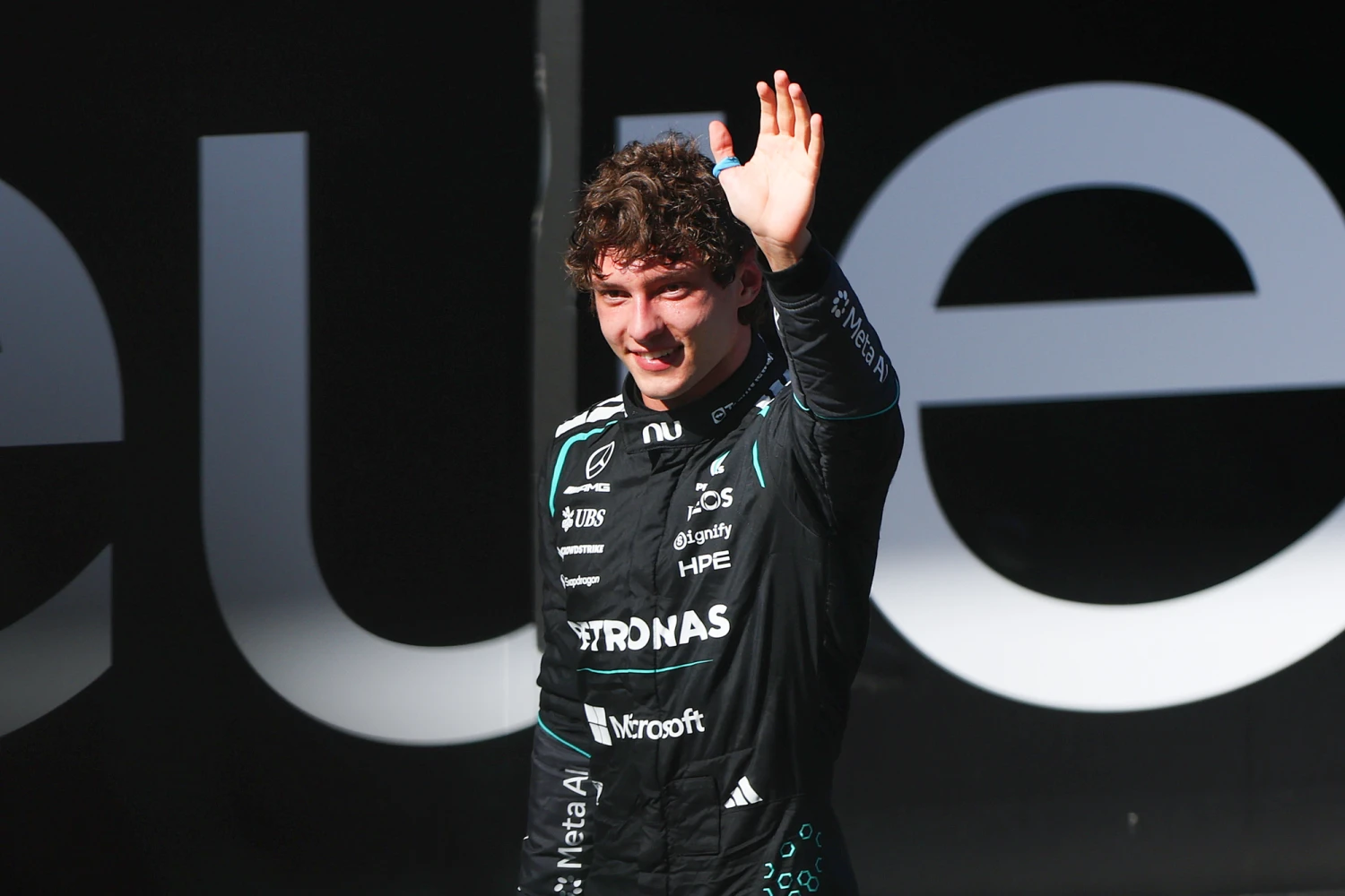 Race winner Andrea Kimi Antonelli of Italy and Mercedes AMG Petronas F1 Team waves in parc ferme during the F1 Grand Prix of Spain at Madring on Sept. 13, 2026 in Madrid, Spain. (Photo by Simon Galloway/LAT Images)