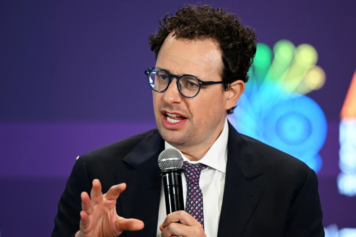 Dario Amodei, co-founder and chief executive officer of Anthropic, at the AI Impact Summit in New Delhi, India, on Thursday, Feb. 19, 2026.