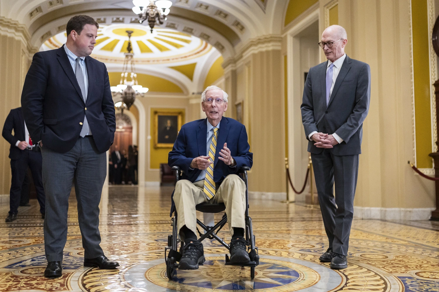 Sen. Mitch McConnell, R-Ky., arrives for a vote at the Capitol on Sept. 14, 2026.