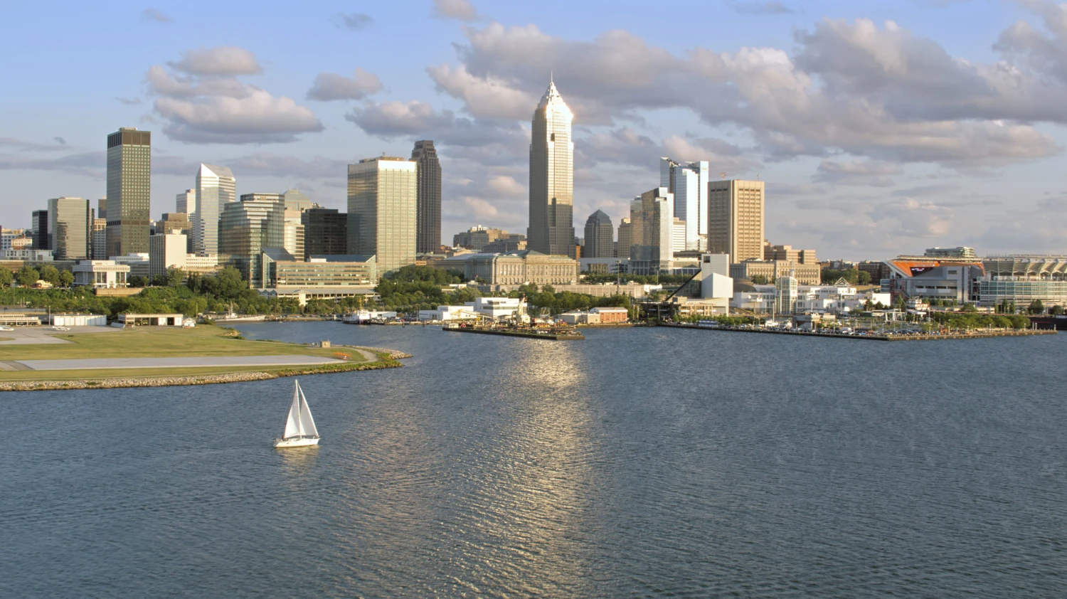 Lake Erie and downtown Cleveland.