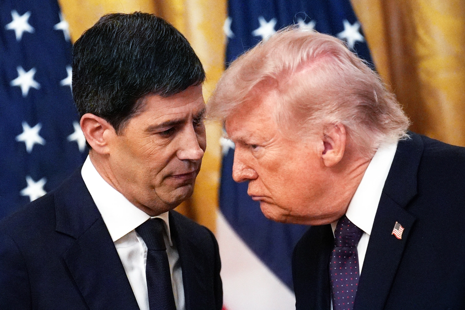 US President Donald Trump, right, and Kevin Warsh, chairman of the US Federal Reserve, during a swearing-in ceremony in the East Room of the White House in Washington, DC, US, on Friday, May 22, 2026.