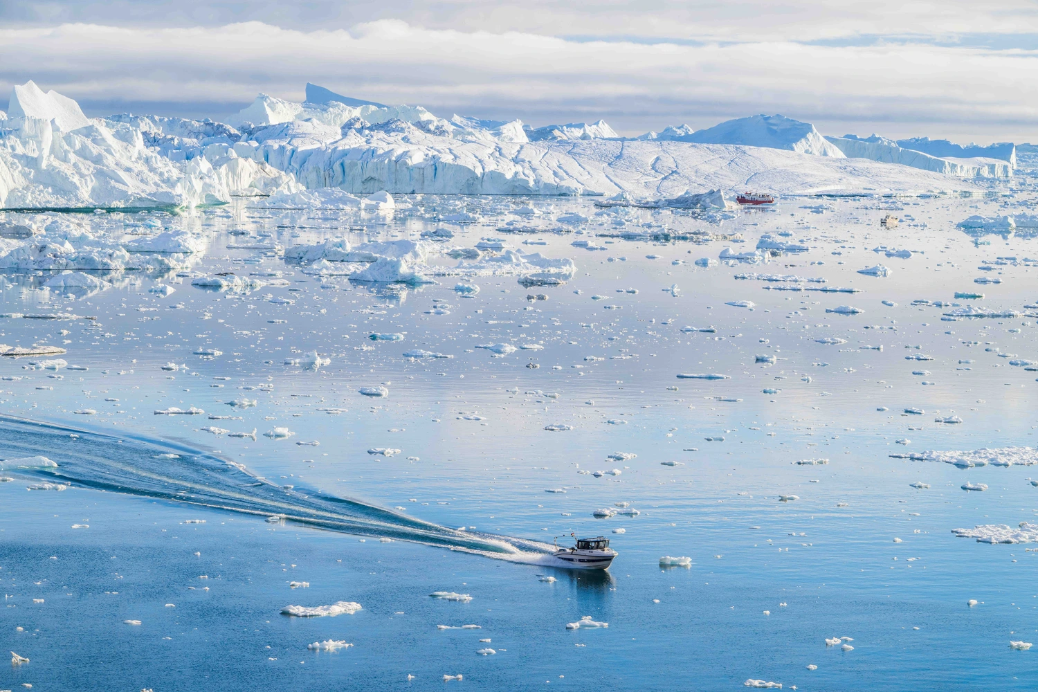 The Ilulissat Icefjord, also known as Sermeq Kujalleq, is draining approximately 7% of Greenland's ice sheet in Ilulissat, Greenland, on June 25, 2024.