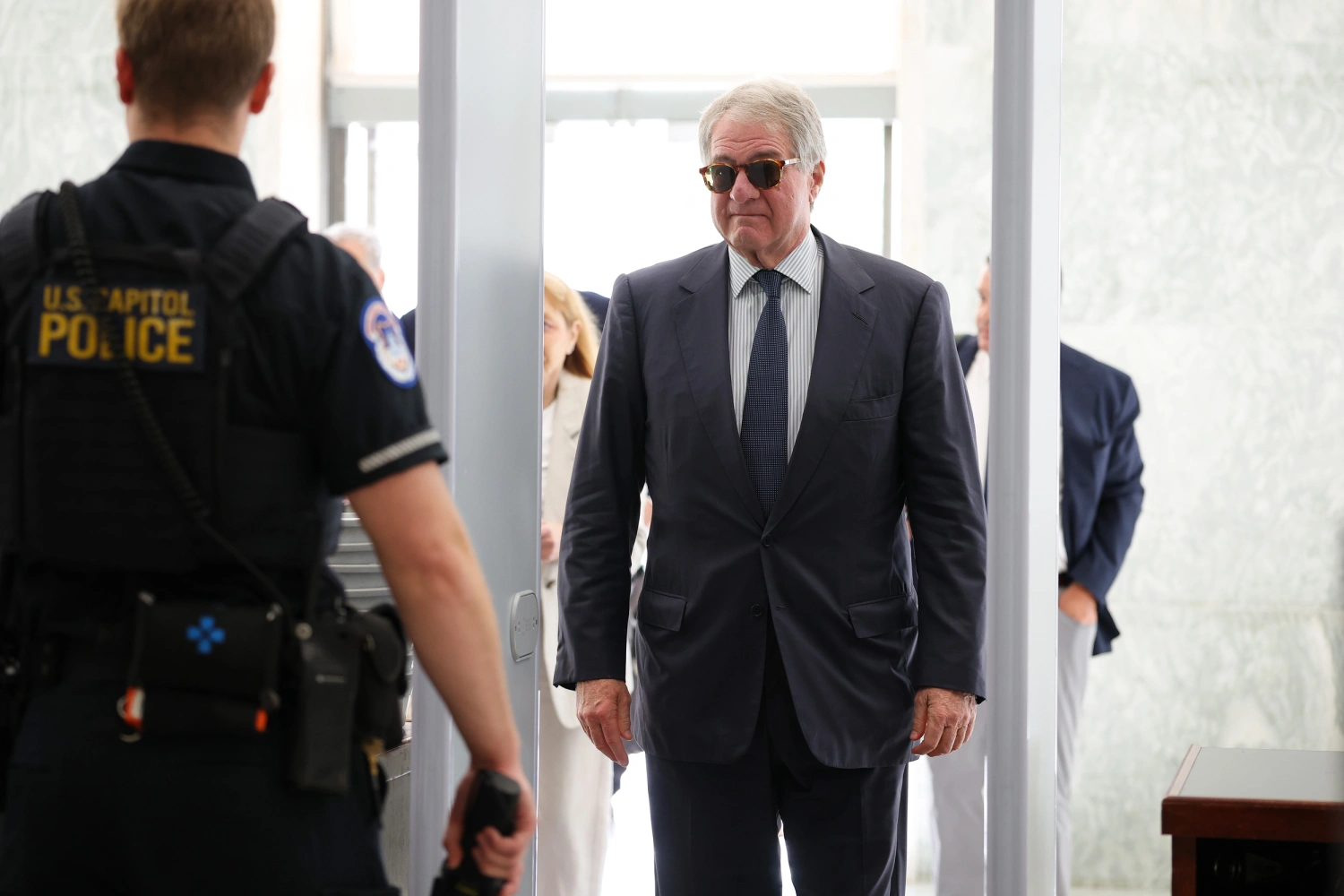 Former CEO of Apollo Global Management Leon Black arrives to testify at a closed-door interview with the House Oversight Committee on June 26, 2026.