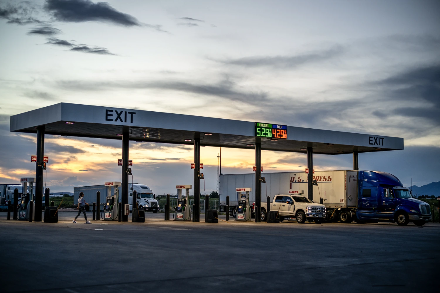 Gas and diesel prices at a Allsup's gas station on Aug. 13, 2026 in El Paso, Texas.