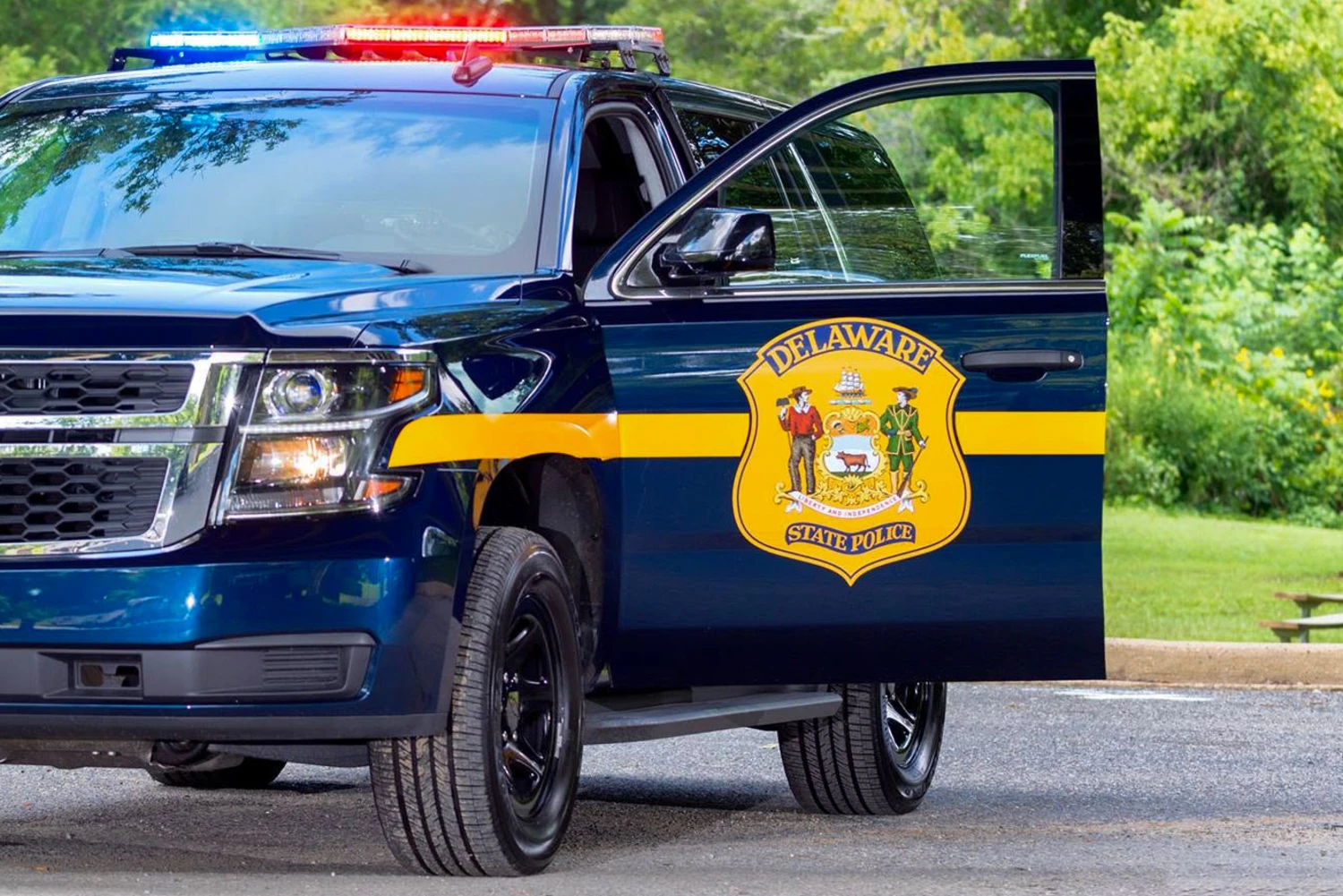 A Delaware State Police vehicle.