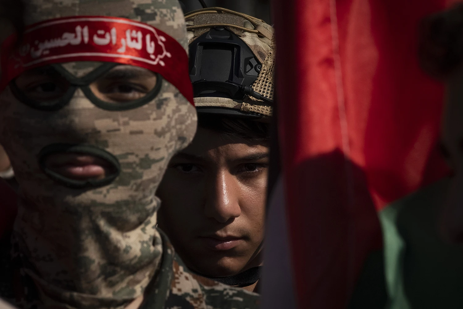 Iranian students during an IRGC military parade in Tehran on Friday.
