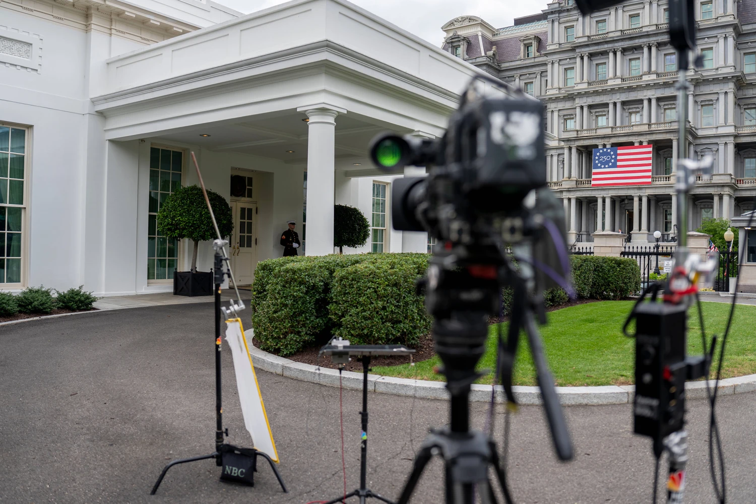 A television camera outside the West Wing of the White House in Washington, DC, US, on Monday, Sept. 21, 2026.