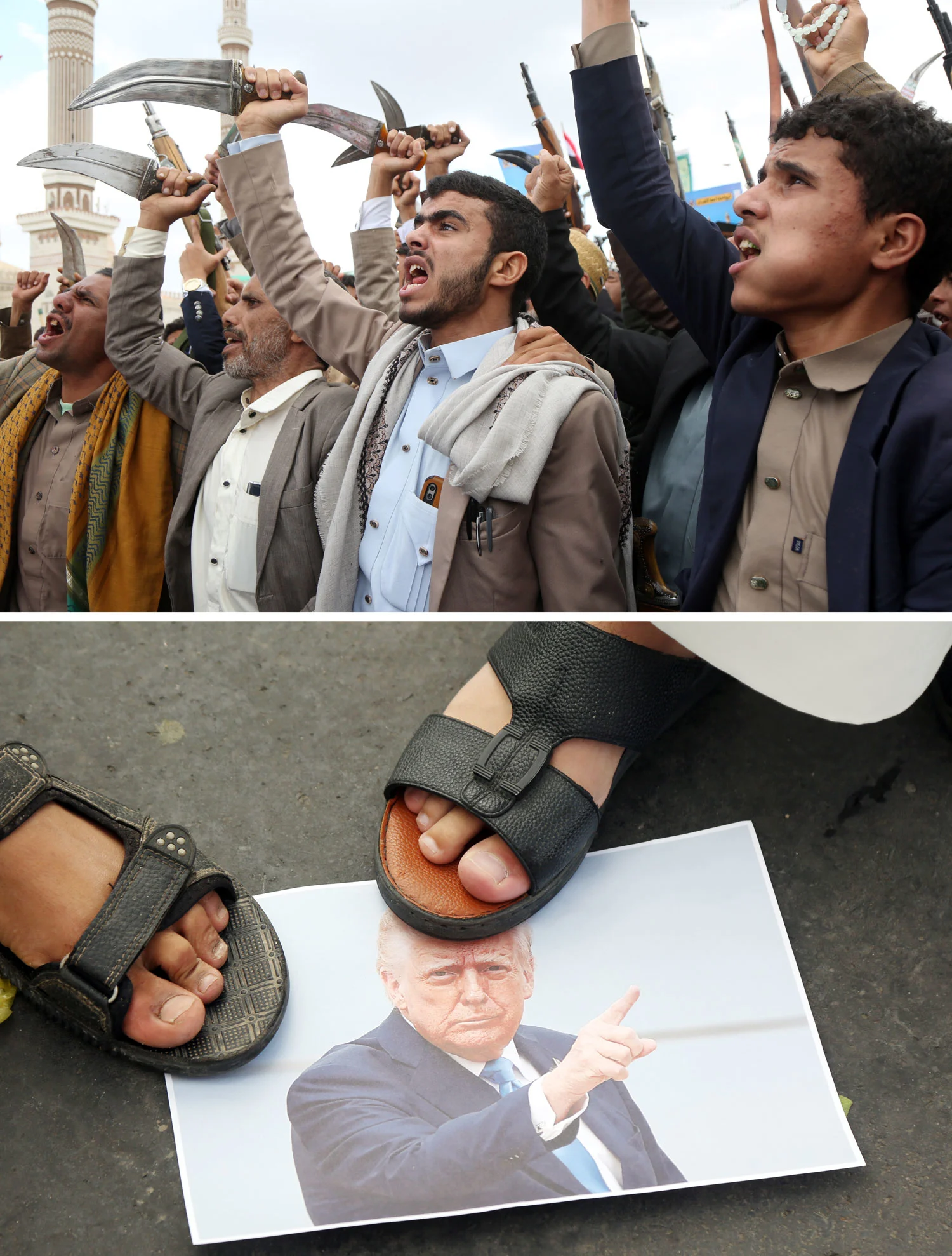 Yemenis loyal to the Houthis during a demonstration in Sana'a on Friday.