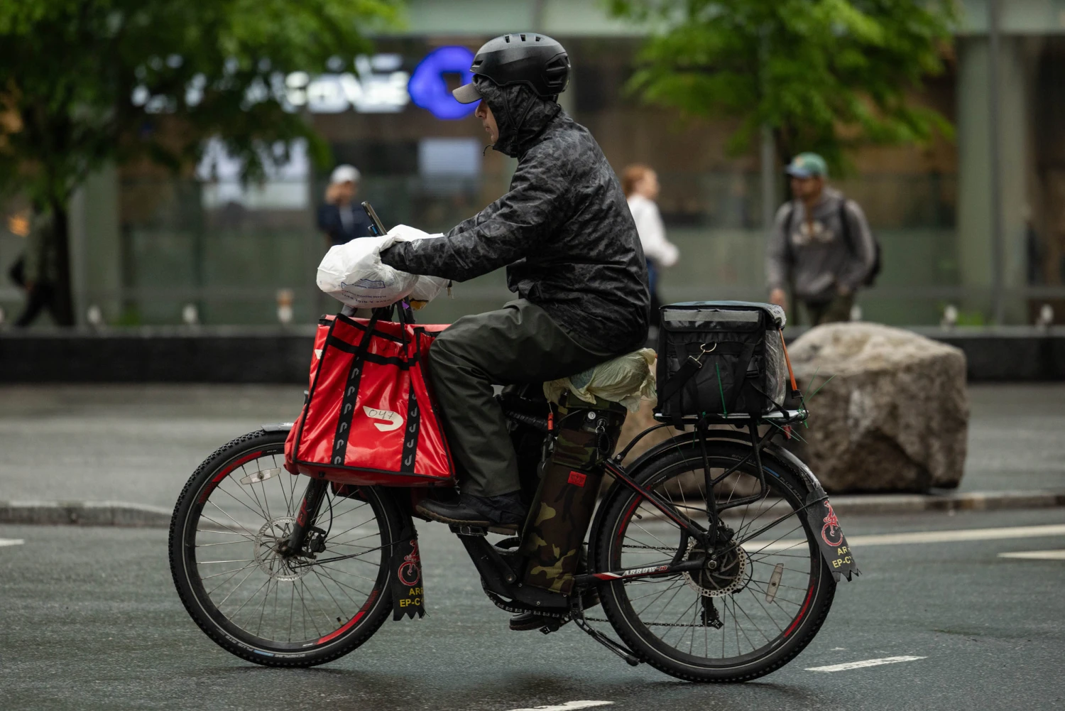 A DoorDash delivery worker in New York.