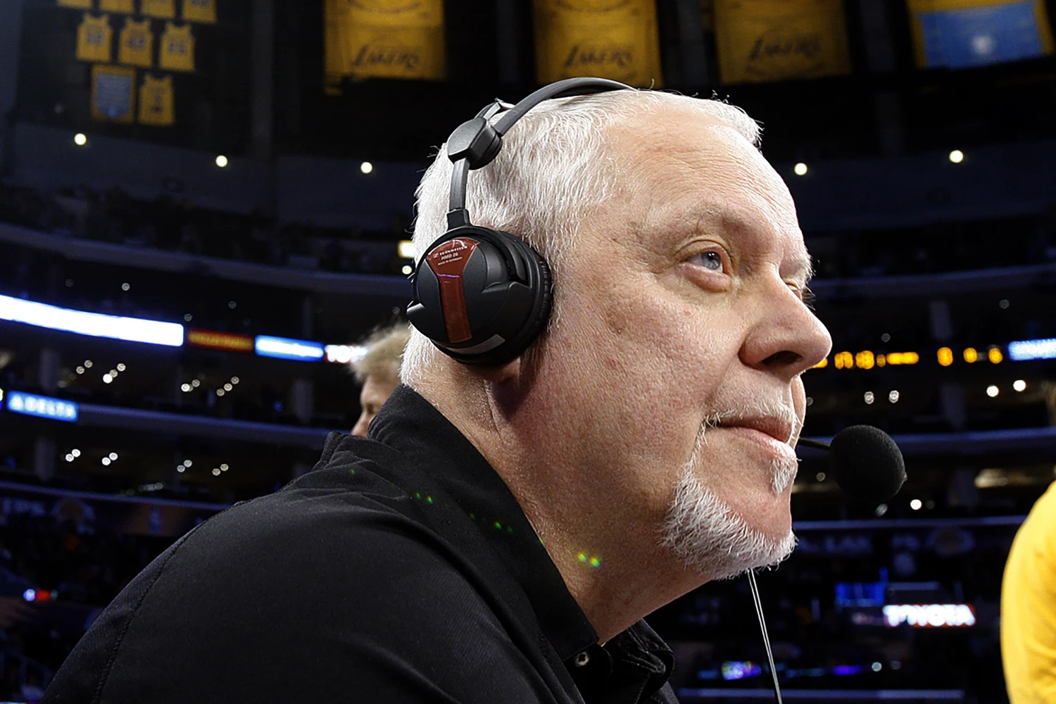 Los Angeles Laker announcer Lawrence Tanter before the start of the LakersTimberwolves game at Staples Center on March 18, 2011.