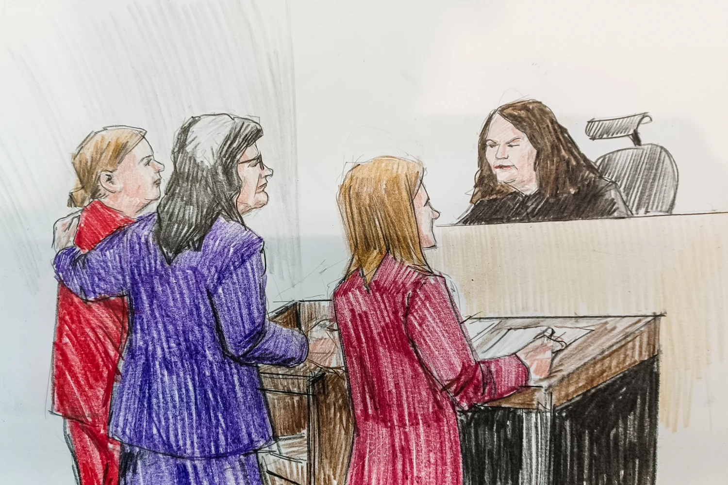 Frankfort mother Corie Walsh with Attorney Andrea Lyon as well as the prosecution stand before the judge for a court appearance for homicide charges for her 2-year-old son Barrett on Sept. 24 in Joliet, Ill.
