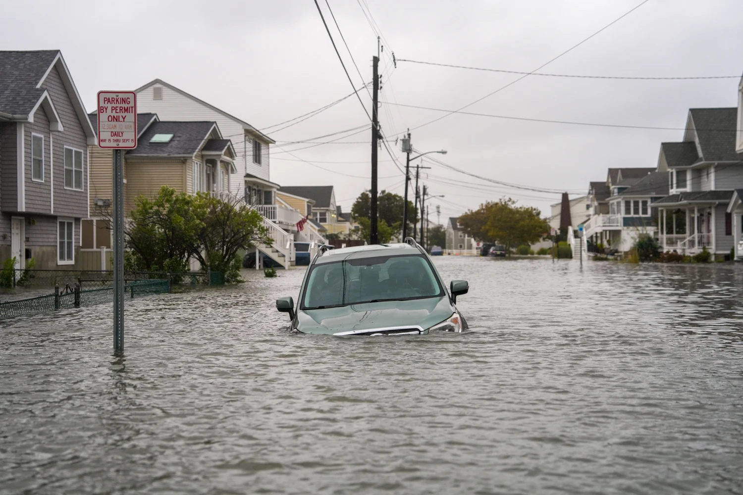 Flooded roads during a nor'easter storm in Point Pleasant, N.J., on Sept. 26, 2026.