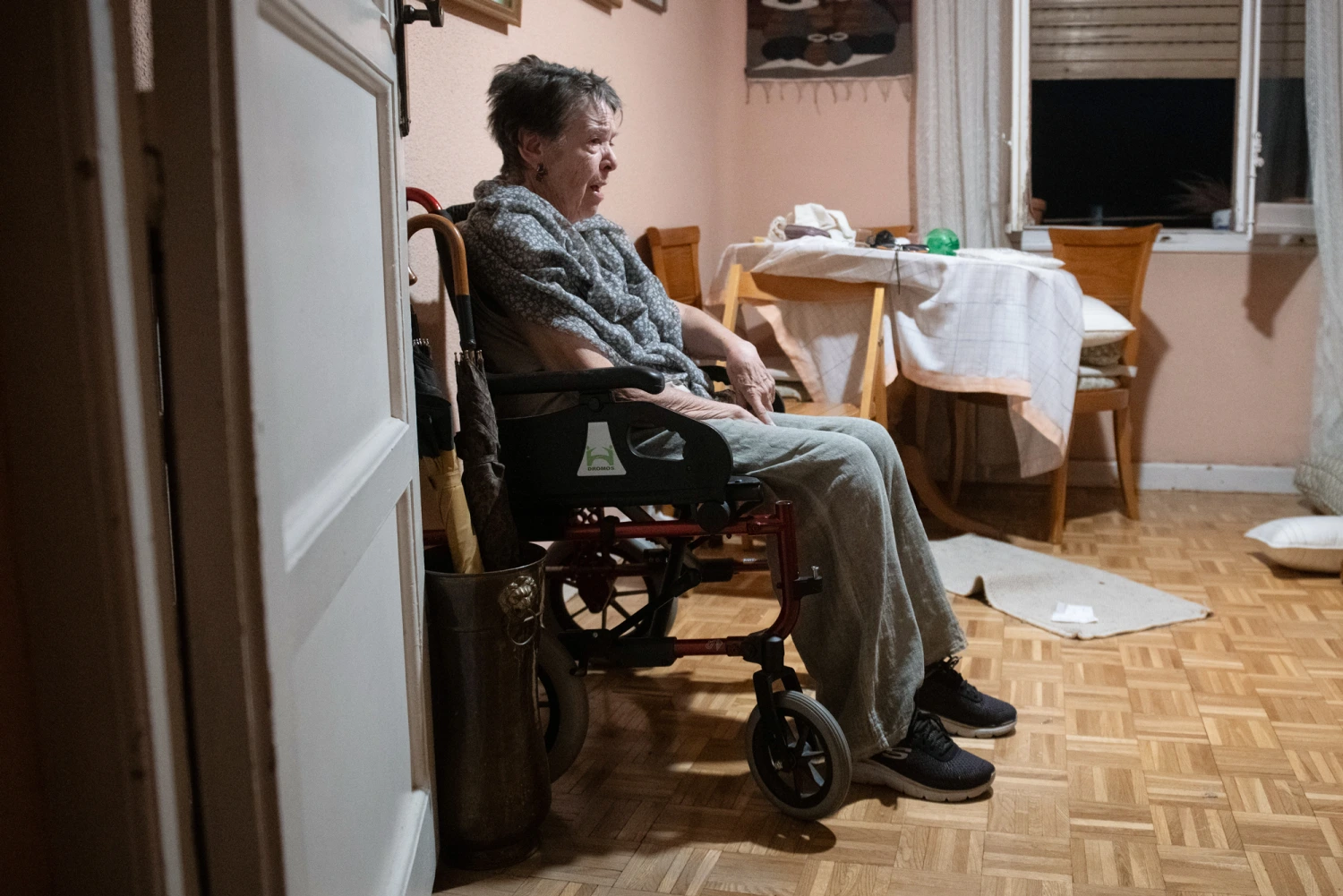 Maricarmen waits at home to see whether her eviction will go ahead or be prevented, in Madrid, Spain, on Sept. 23, 2026. Maricarmen, an 87-year-old resident of Madrid’s Retiro neighborhood, faces a fourth and final attempt to evict her from the house where she has lived for more than seven decades, at number 46 Calle Alcalde Sainz de Baranda. Maricarmen’s case has become one of the symbols of the struggle for access to housing in Madrid. Maricarmen’s father signed a tenancy agreement for that property in 1956 and, following his death, the agreement was transferred to his wife and subsequently passed on to Maricarmen.