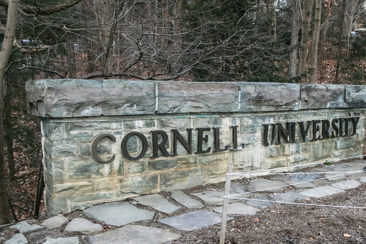A Cornell University sign is seen on the Ivy League school's campus, Jan. 14, 2022, in Ithaca, N.Y.