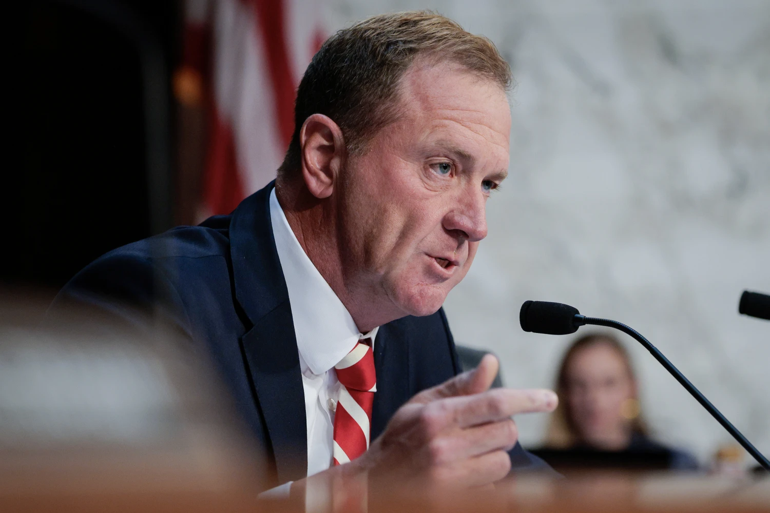 Sen. Eric Schmit at a committee hearing in Washington on Tuesday.
