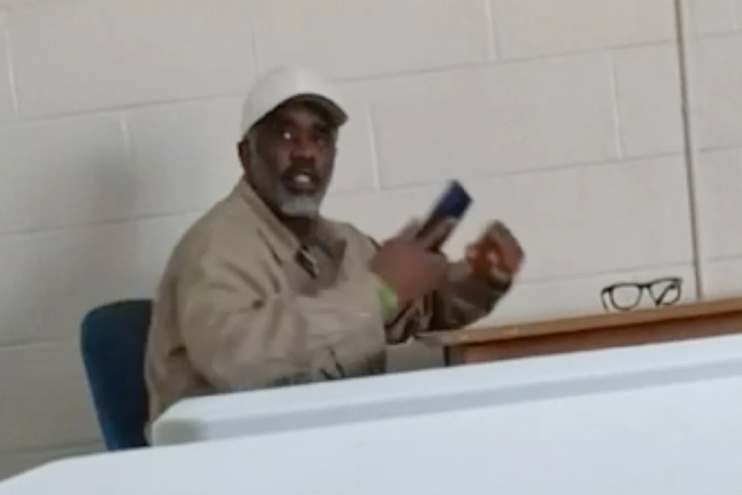 Sean "Diddy" Combs using a cellphone at Fort Dix federal prison in Joint Base MDL, N.J.