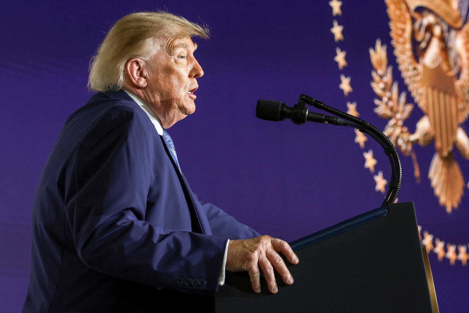 President Donald Trump during the America.gov launch event at Andrew W. Mellon Auditorium on September 29, 2026 in Washington, D.C.