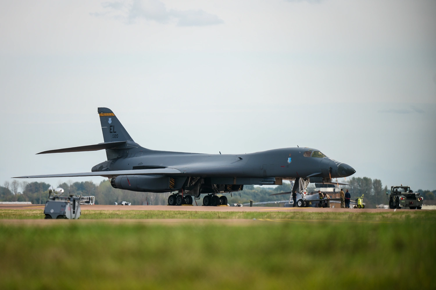 United States Air Force personnel work on a B1 bomber at RAF Fairford, a U.S. airforce base in Fairford, England, on Sept. 28, 2026.