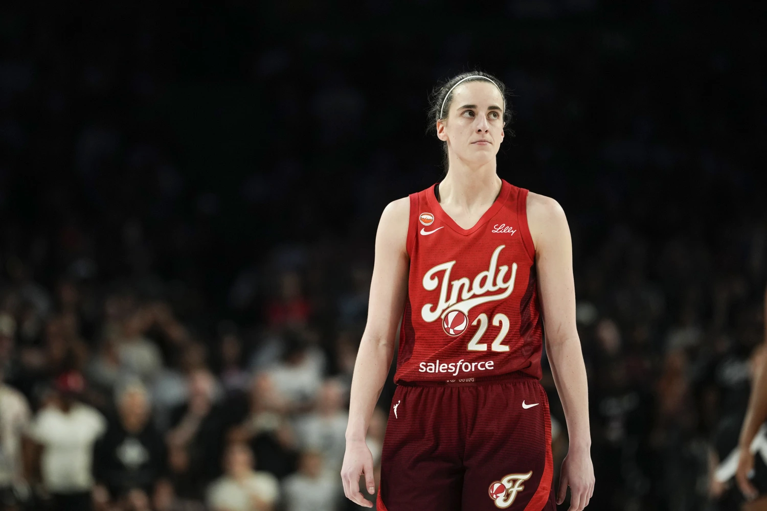 Indiana Fever guard Caitlin Clark during game three of the first round for the 2026 WNBA Playoffs against the Las Vegas Aces on Thursday.