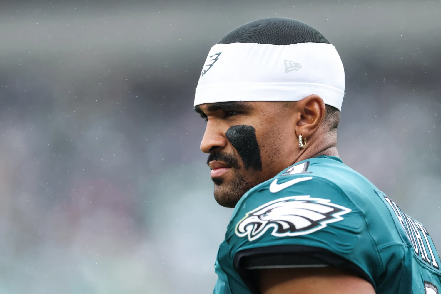 Jalen Hurts of the Philadelphia Eagles during the second quarter of the game against the Los Angeles Rams on Oct. 4, 2026.