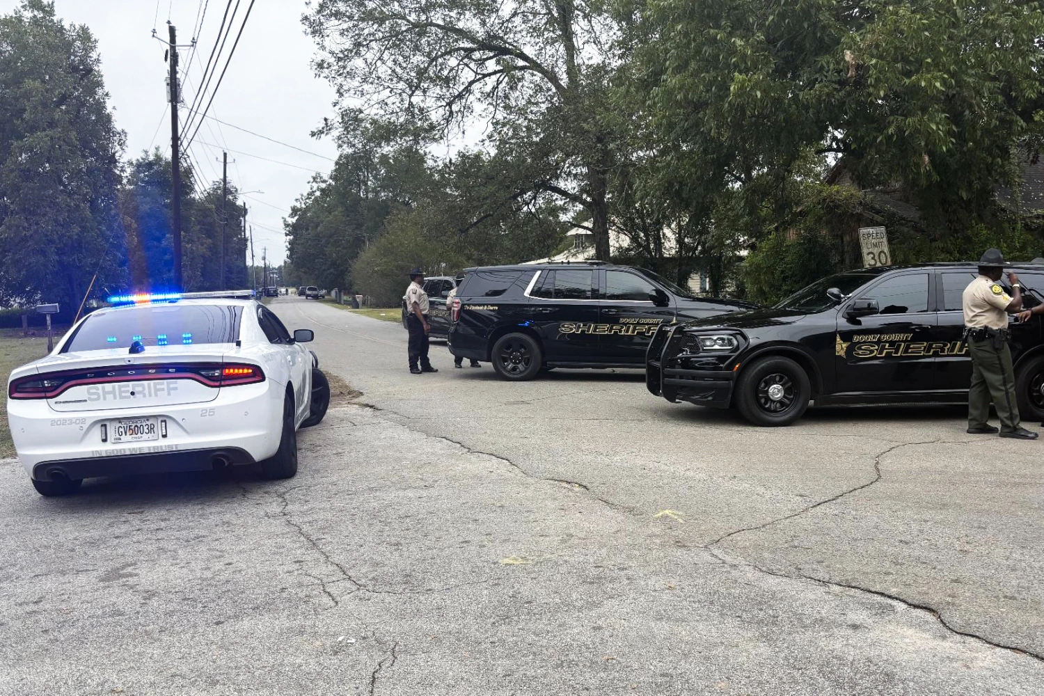 Police on the scene of a shooting in Vienna, Ga., on Oct. 4, 2026.