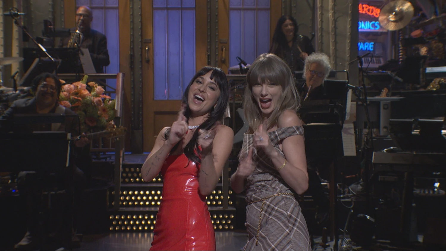 Taylor Swift makes an appearance during host Dakota Johnson's monologue on "Saturday Night Live" on Oct. 3, 2026.