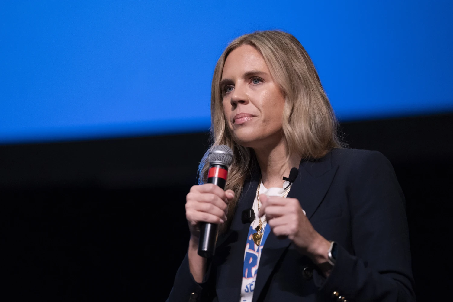 Democratic U.S. Senate candidate Dr. Annie Andrews speaks during the Spratt Issues Conference at the Francis Marion University Performing Arts Center on August 22, 2026 in Florence, S.C.