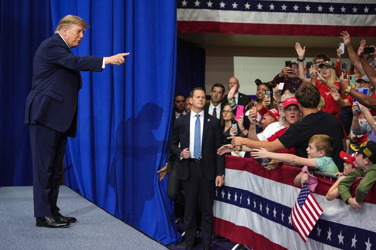 President Donald Trump arrives to speak during an event at Butler High School in Vandalia, Ohio, on Oct. 3, 2026.