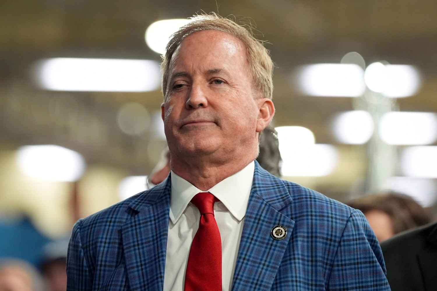Republican U.S. Senate candidate Texas Attorney General Ken Paxton at Peterbilt Motors, on Oct. 1, 2026, in Denton, Texas.